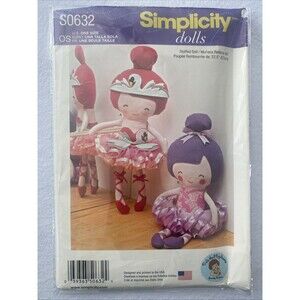 #S0632 Simplicity 22" Stuffed Doll w/  2 Designs UNCUT FF - Dolls and Daydreams